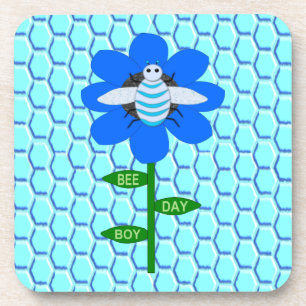 Happy Bee Day Boy Blue Birthday Bumblebee Getränkeuntersetzer