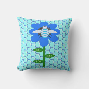 Happy Bee Day Boy Blue Birthday Bumblebee Kissen