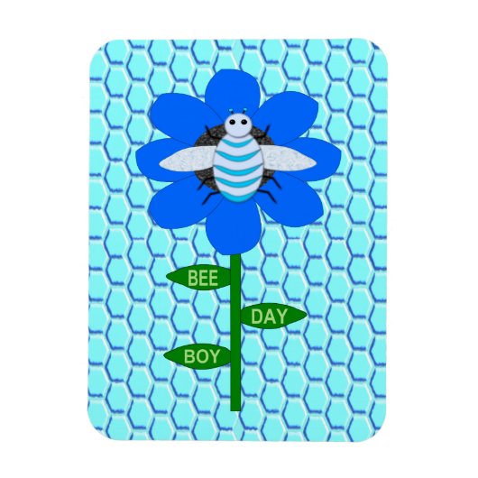 Happy Bee Day Boy Blue Birthday Bumblebee Magnet (Vertikal)