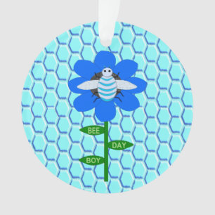 Happy Bee Day Boy Blue Birthday Bumblebee Ornament