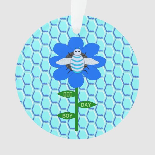 Happy Bee Day Boy Blue Birthday Bumblebee Ornament (Vorderseite)