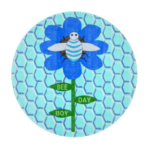 Happy Bee Day Boy Blue Birthday Bumblebee Schneidebrett