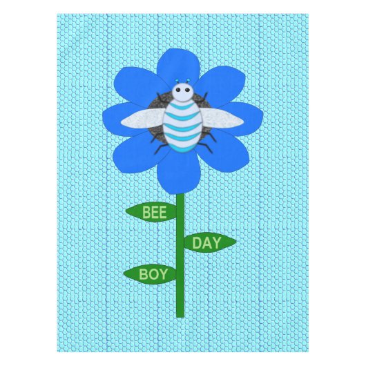 Happy Bee Day Boy Blue Birthday Bumblebee Tischdecke (Vorderseite)