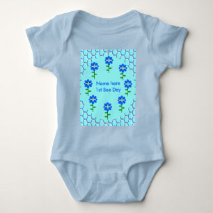 Happy Bee Day Boy Blue Geburtstag Hummel Custom Baby Strampler