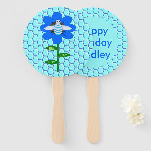 Happy Bee Day Boy Blue Geburtstag Hummel Custom Fächer
