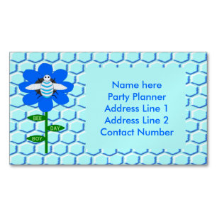 Happy Bee Day Boy Blue Geburtstag Hummel Custom Magnetische Visitenkarte