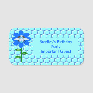 Happy Bee Day Boy Blue Geburtstag Hummel Custom Namensschild