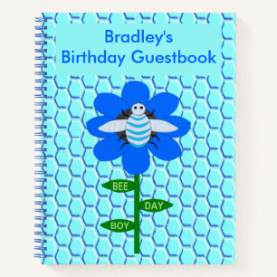 Happy Bee Day Boy Blue Geburtstag Hummel Custom Notizblock