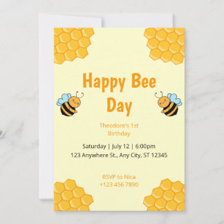 Happy Bee Day Bumble Bee Birthday Party Einladung