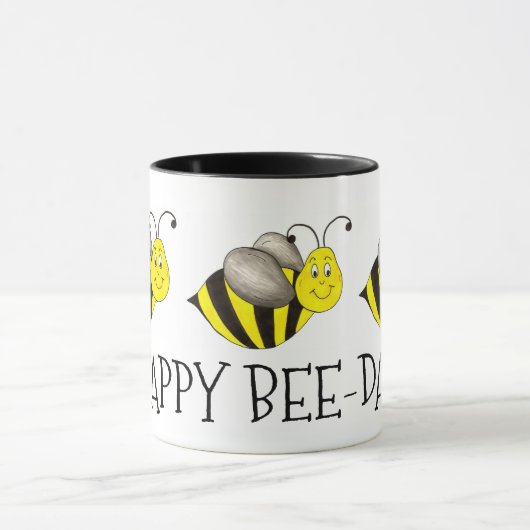 Happy Bee Day Bumblebee Bday Bee Birthday Party Tasse (Zentrum)