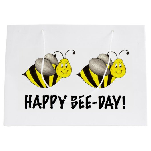 Happy Bee Day Bumblebee Honey Bee Bday Große Geschenktüte (Vorderseite)