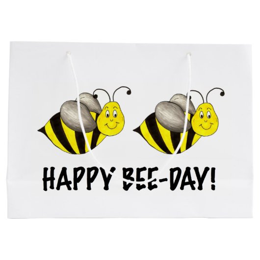 Happy Bee Day Bumblebee Honey Bee Bday Große Geschenktüte (Rückseite)
