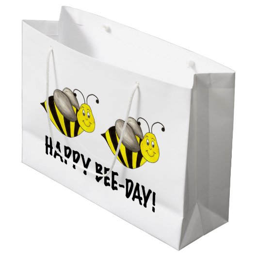 Happy Bee Day Bumblebee Honey Bee Bday Große Geschenktüte (Vorderseite Schrägansicht)