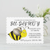 Happy Bee Day Bumblebee Yellow Bumble Bee Birthday Einladung (Stehend Vorderseite)