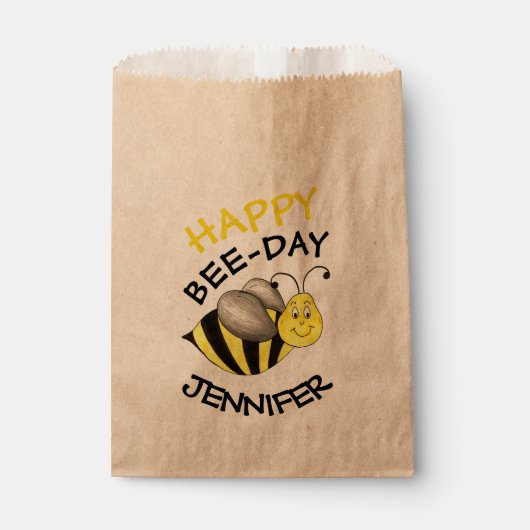 Happy Bee Day Bumblebee Yellow Bumble Bee Birthday Geschenktütchen (Vorderseite)