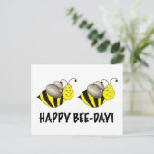 Happy Bee Day Bumblebee Yellow Bumble Bee Birthday Postkarte (Stehend Vorderseite)