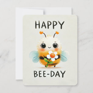 Happy Bee-Day Card - Niedliche Biene mit Blume Feiertagskarte