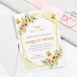 Happy Bee-day Erster Geburtstag Einladung
