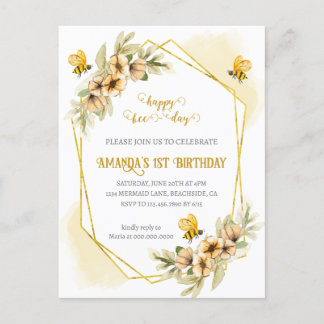 Happy Bee-day Erster Geburtstag Einladung