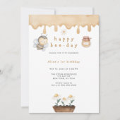 Happy Bee day First Birthday Einladung (Vorderseite)