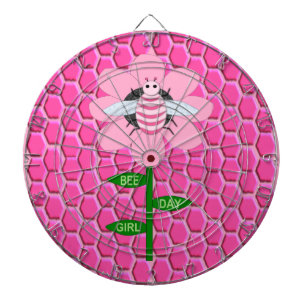 Happy Bee Day Girl Pink Birthday Hummel Dartscheibe