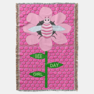 Happy Bee Day Girl Pink Birthday Hummel Decke