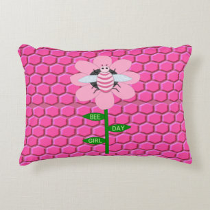 Happy Bee Day Girl Pink Birthday Hummel Dekokissen