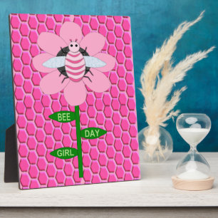 Happy Bee Day Girl Pink Birthday Hummel Fotoplatte