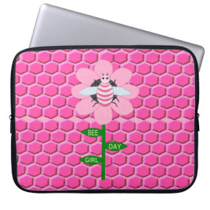 Happy Bee Day Girl Pink Birthday Hummel Laptopschutzhülle