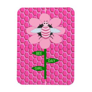 Happy Bee Day Girl Pink Birthday Hummel Magnet