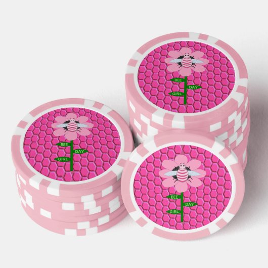 Happy Bee Day Girl Pink Birthday Hummel Pokerchips (Stapel)