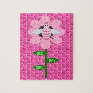 Happy Bee Day Girl Pink Birthday Hummel Puzzle