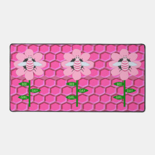 Happy Bee Day Girl Pink Birthday Hummel Schreibtischunterlage