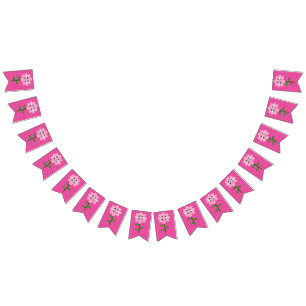 Happy Bee Day Girl Pink Birthday Hummel Wimpelkette