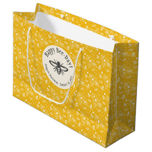 Happy Bee Day Honey Bee Yellow Große Geschenktüte