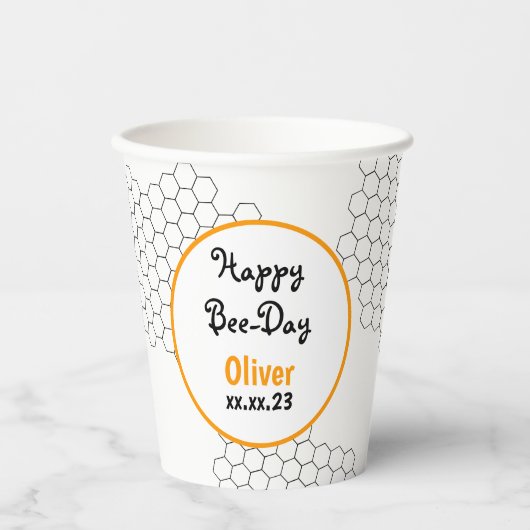 Happy Bee Day Honeycomb Paper Cups Pappbecher (Vorderseite)