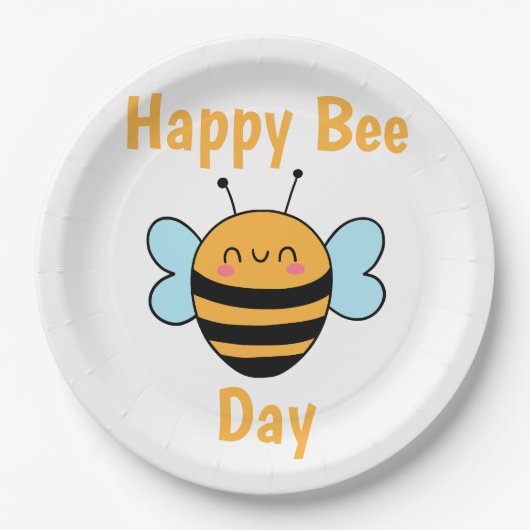 Happy Bee Day Pappteller (Vorderseite)