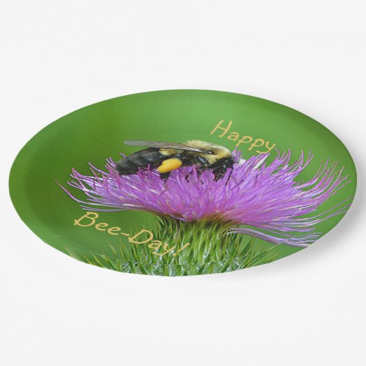 Happy Bee Day Pappteller (Schrägansicht)