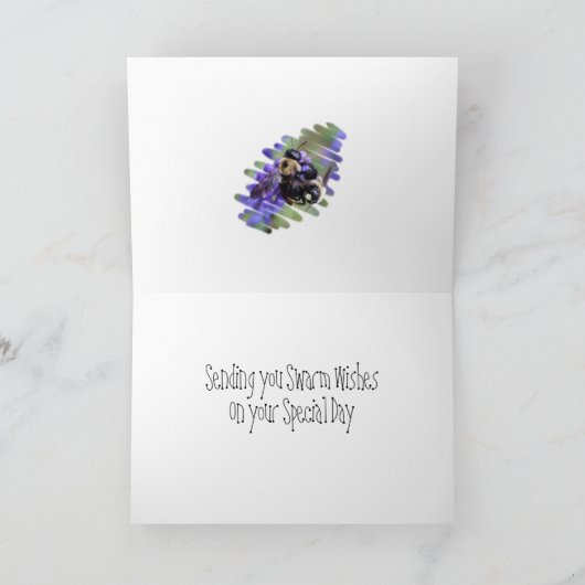 Happy Bee Day Sweet Bee Blue Birthday Card Karte (Innenseite)