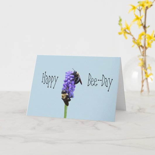 Happy Bee Day Sweet Bee Blue Birthday Card Karte (Gelbe Blume)