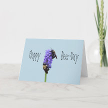 Happy Bee Day Sweet Bee Blue Birthday Card