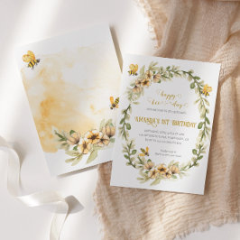 Happy Bee-day Watercolor Geburtstagsfeier Einladun Einladung