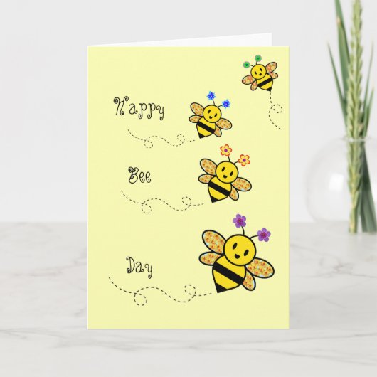 Happy Bee Day Whimsical Floral Geo Form Karte (Vorderseite)