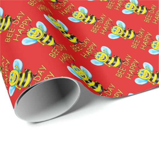 Happy Bee Day Wrapping Paper Geschenkpapier (Rolleneckpunkt)