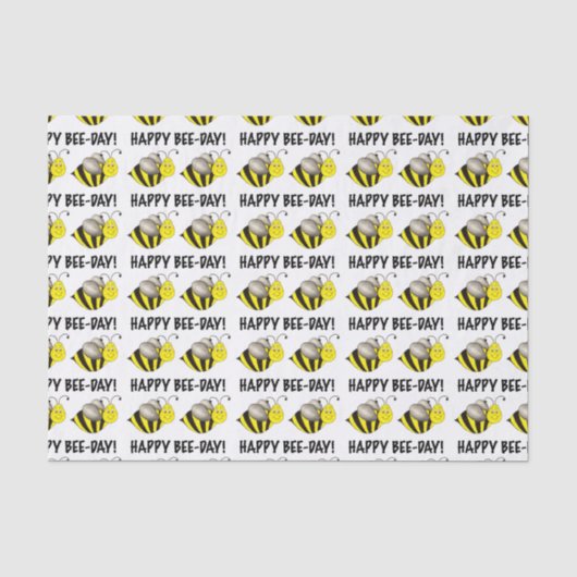 Happy Bee Day Yellow Bumblebee Birthday Bday Bug Seidenpapier (Vorderseite)