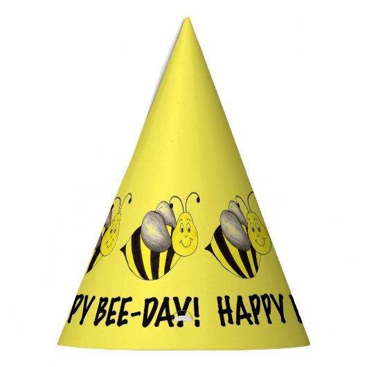 Happy Bee Day Yellow Bumblebee Birthday Bees Partyhütchen (Links)