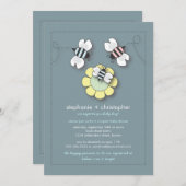 Happy Bee Family Paares Kinderdusche Einladung (Vorne/Hinten)