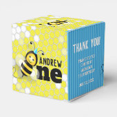 Happy Bee First Birthday Favor Box 2x2 Geschenkschachtel (Rückseite)