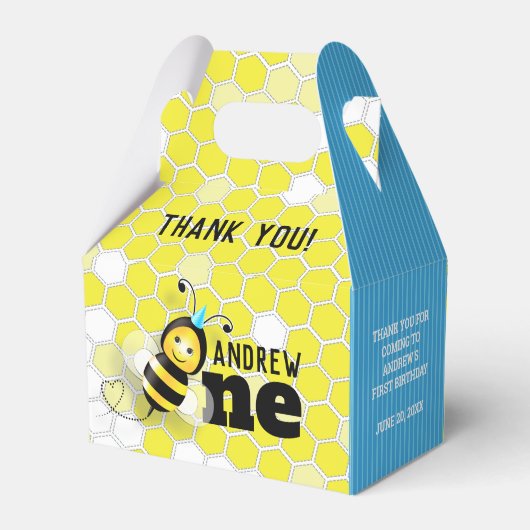 Happy Bee First Birthday Gable Box Geschenkschachtel (Rückseite)