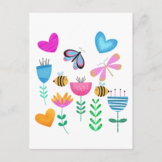 Happy Bee Garden Postkarte (Vorderseite)
